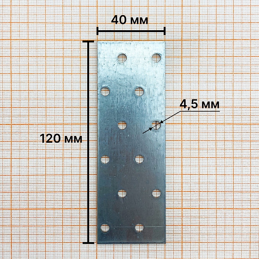 Пластина соединительная 40х120х2, Zn, PS, Daxmer