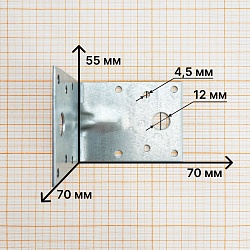 Крепежный уголок усиленный KUU 70х70х55х1,7-2, Zn