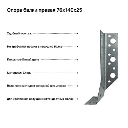 Опора балки правая 76х140х25