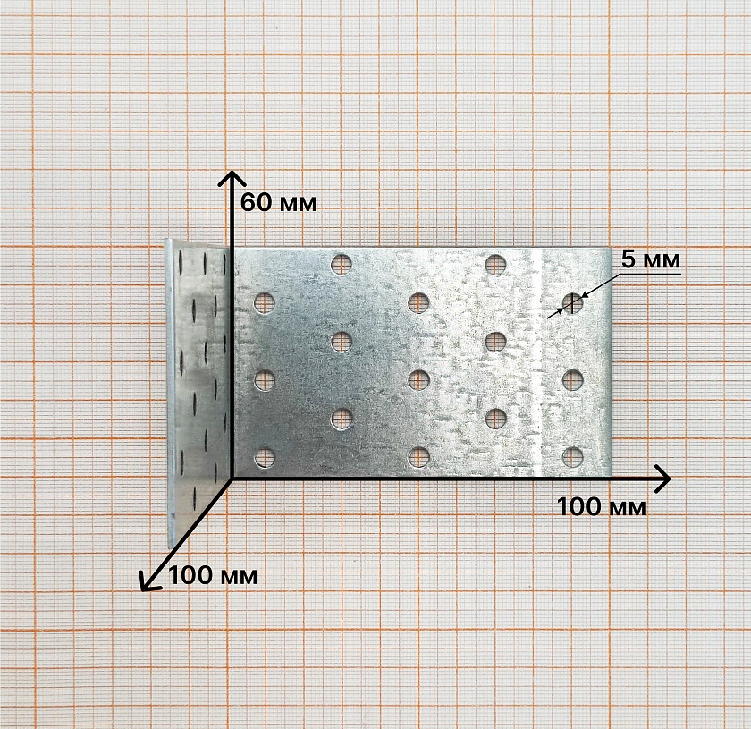 Уголок равносторонний оцинкованный 100х100х60х2.0, Zn, KUR