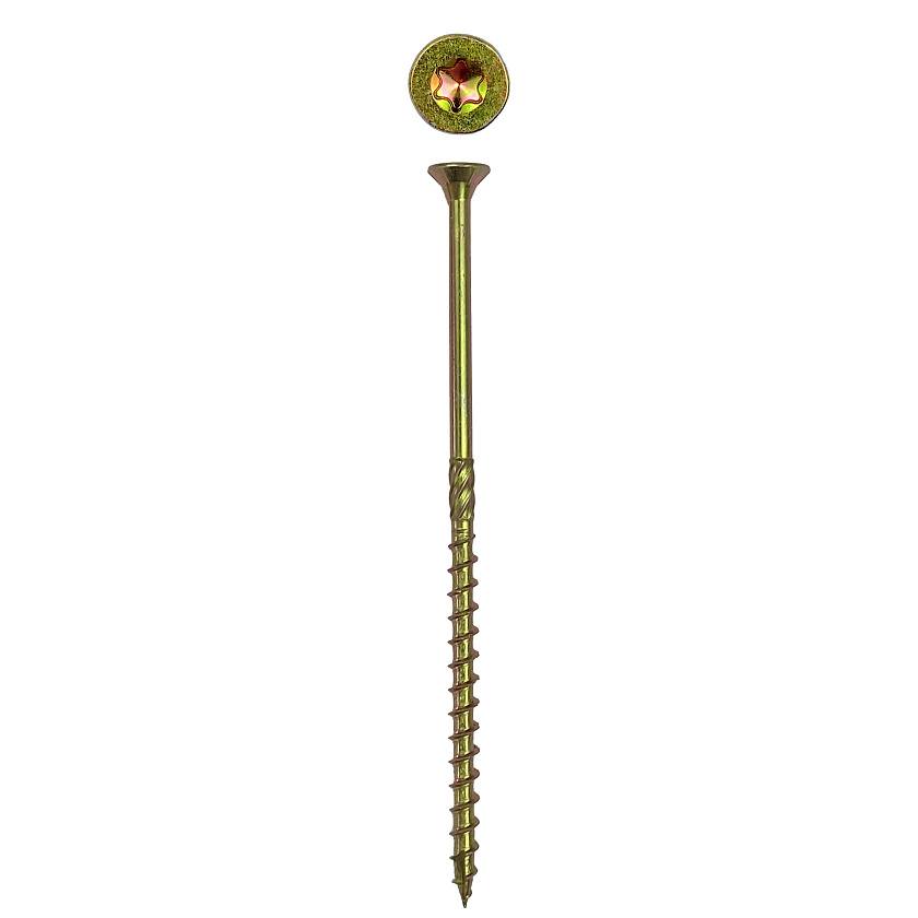 Саморез конструкционный 6x140 желтый цинк, потай, ТХ30 (100 шт) Rusconnect